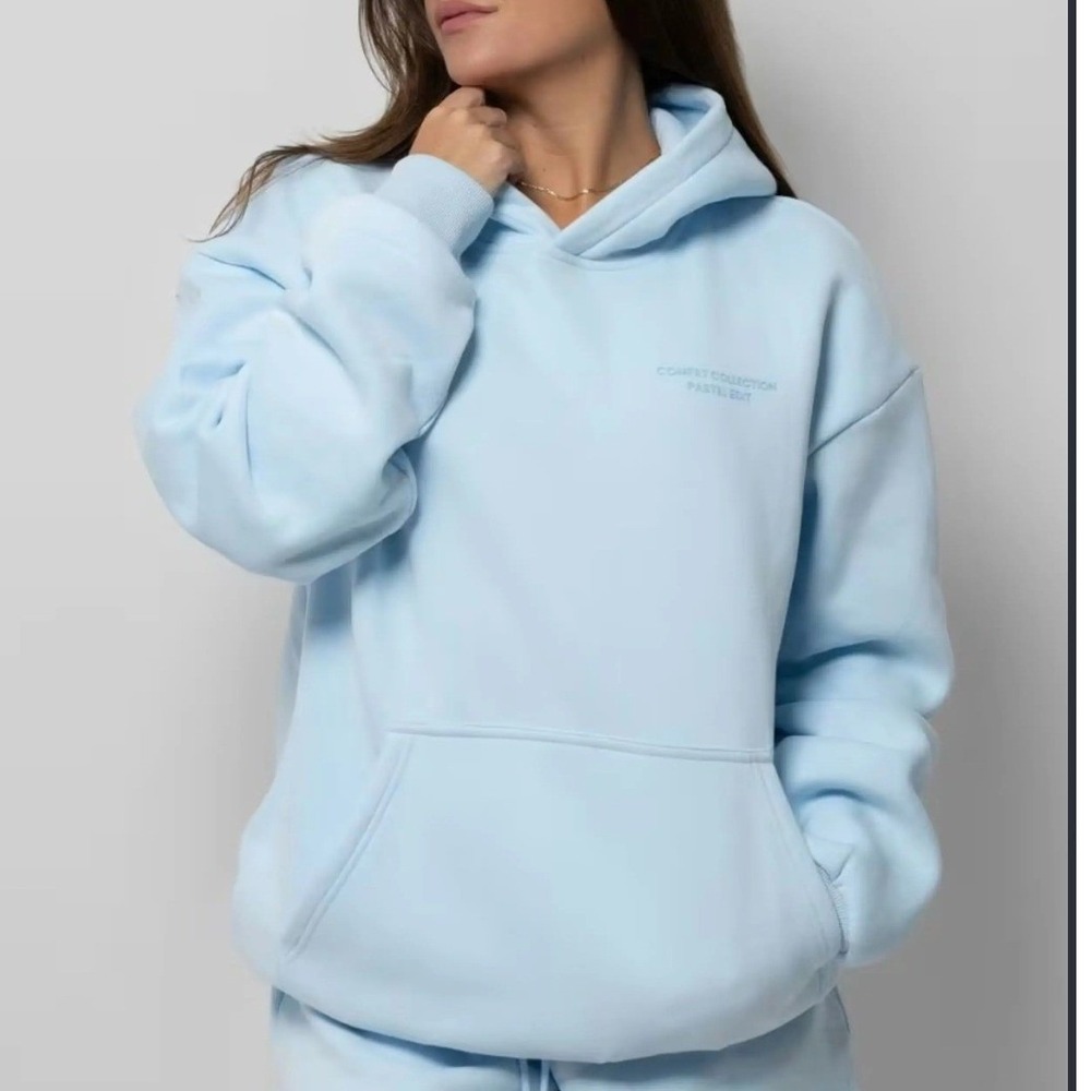 Comfrt Pastel Collection Hoodie Baby Blue Pastel Edit Pullover. Y2K streetwear